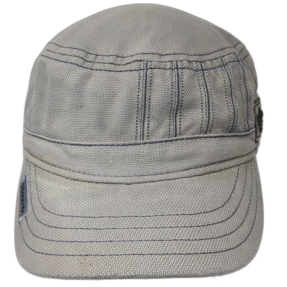 Adidas Gray Army Cap M Trefoil Logo Flexfit Elastic Cotton Military Cadet Hat